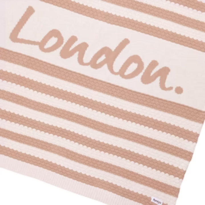 NamelyCo Bubble Stripe Name Blanket - Almond Stripe