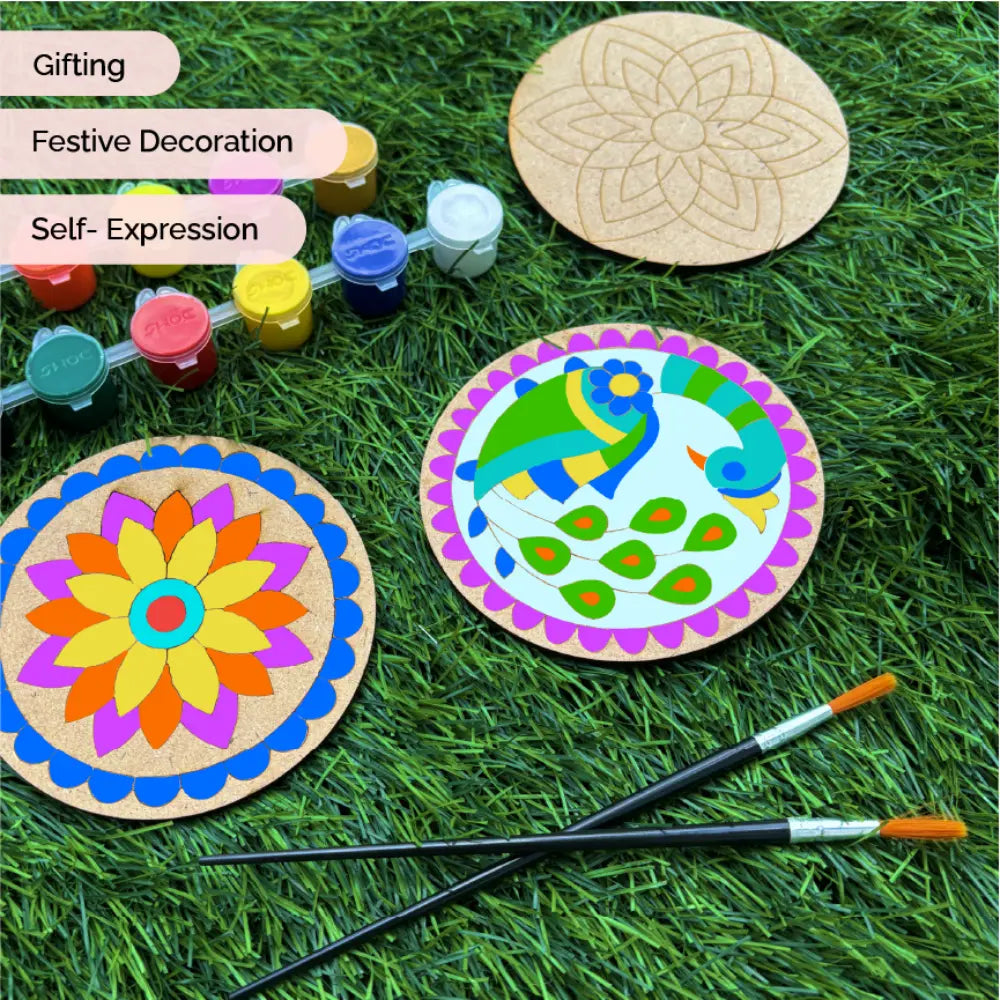 Shumee Craft DIY Coaster Painting Art Kit Featuring Mandala Madhubani Gond &amp; Pichwai Art Forms