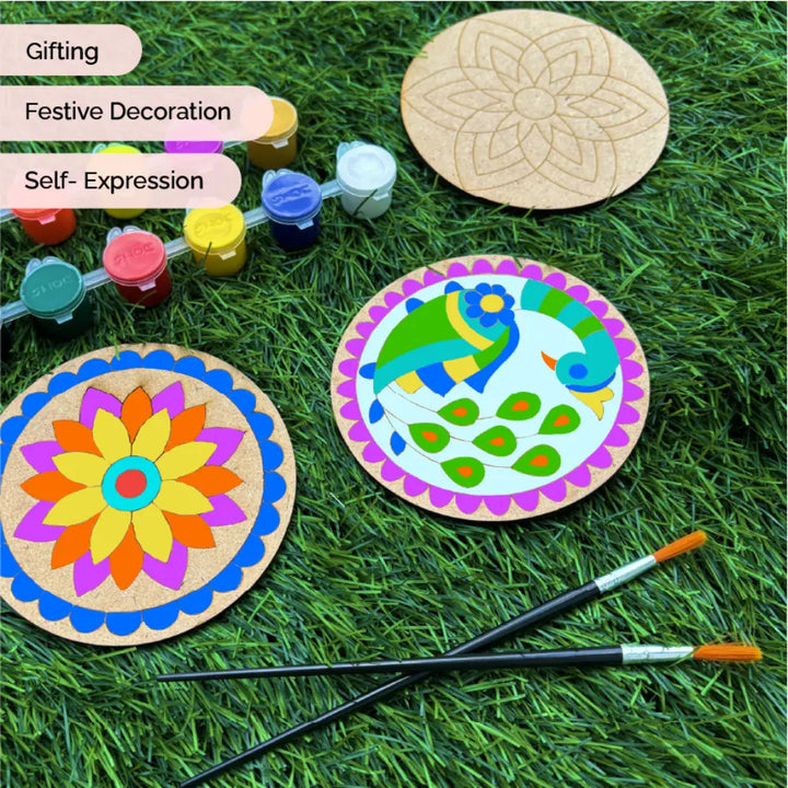 Shumee Craft DIY Coaster Painting Art Kit Featuring Mandala Madhubani Gond &amp; Pichwai Art Forms