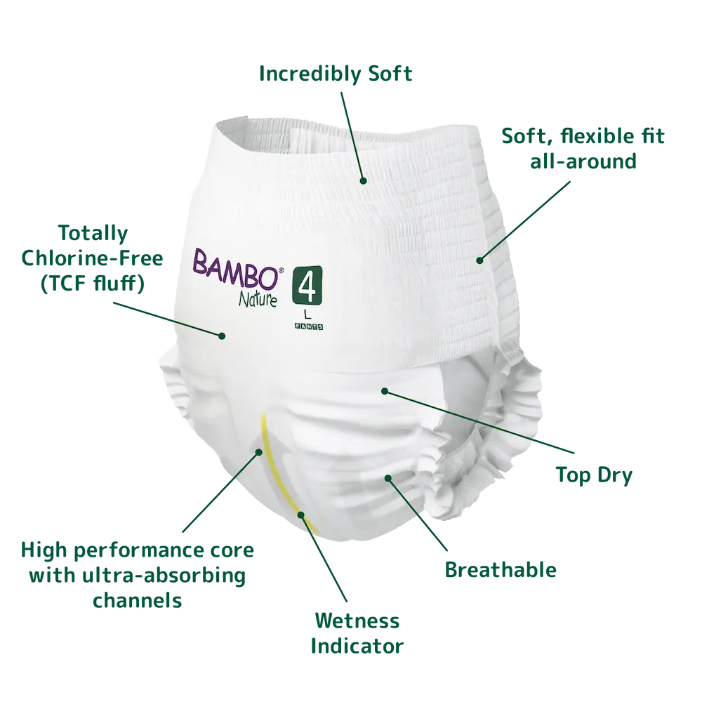 Bambo Nature Skin Friendly Pant Style Diapers - Large (7-12 kgs)