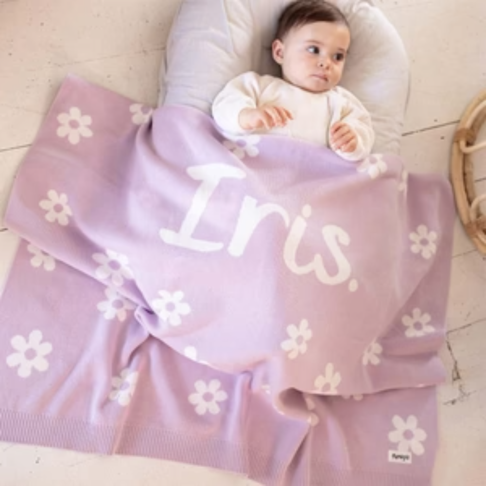 NamelyCo Bloom Name Blanket - Lilac