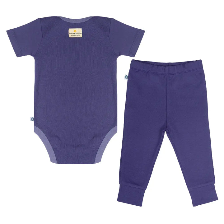 Nintara Baby 100% Cotton Unisex Bodysuit &amp; Pant Set – Midnight Blue