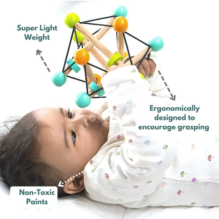 Curious Cub Montessori Box 2 | 9-Piece Baby Sensory Toy Set | Rattle, Mirror, Teether, Flashcards &amp; more | 3+ Months
