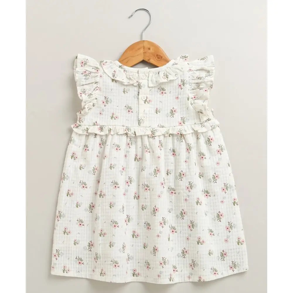 Sweetlime By As Sweet Blossom Ruffle Organic Cotton Dress &amp; Bloomer Set with Hairband - Off White