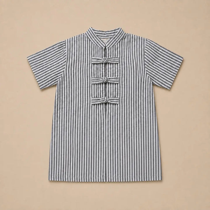 Sweetlime By AS Organic Cotton Striped Kurta with Navy Blue Pants Co-Ord Set