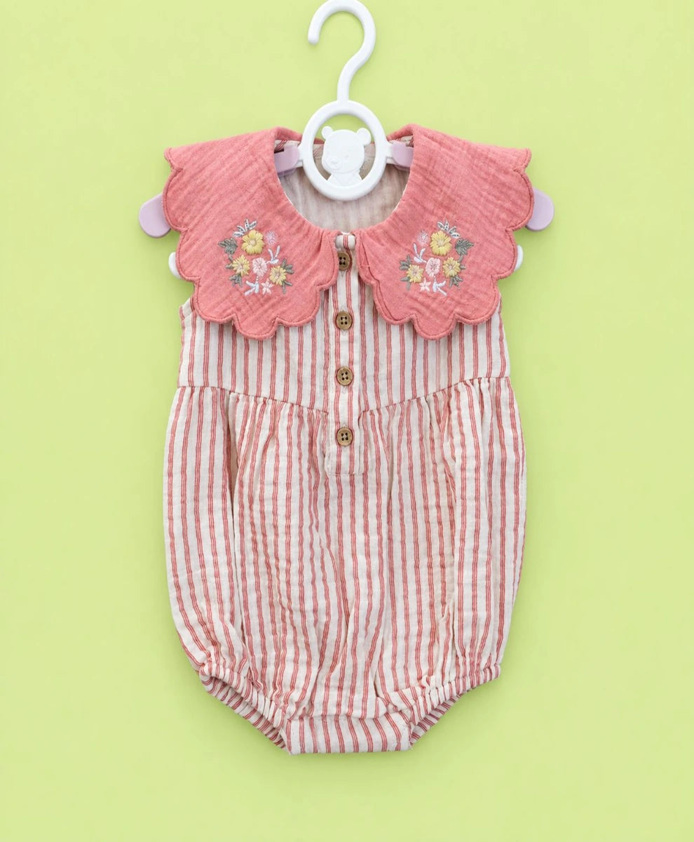 Sweetlime By AS Coral Blossom Romper &amp; Bonnet Set For Girls