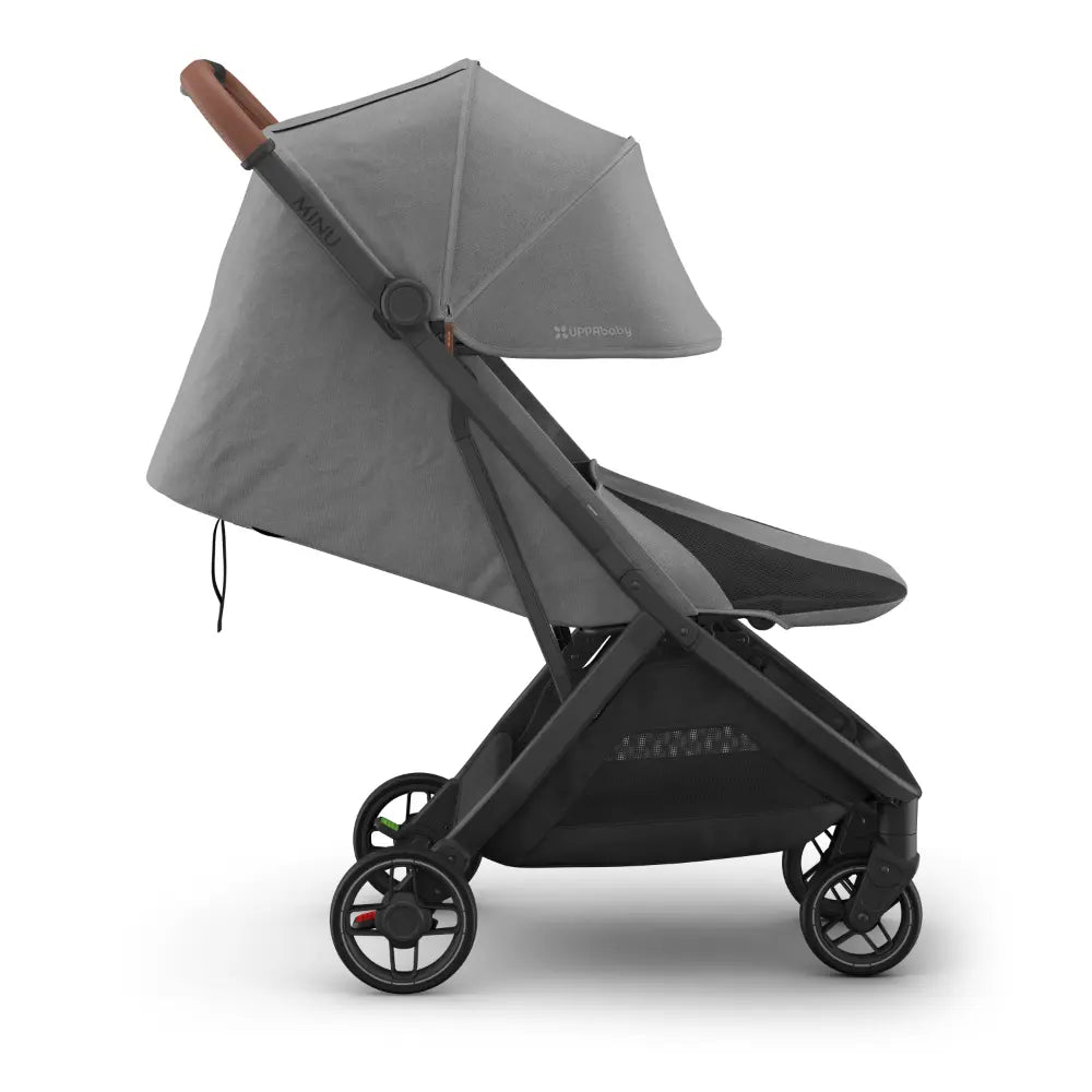 UPPAbaby Minu V3 Stroller, Travel/Cabin Friendly, Compact, Lightweight, One Hand Fold, Flat Recline, Carry Strap, Suitable from Birth - Greyson/Charcoal