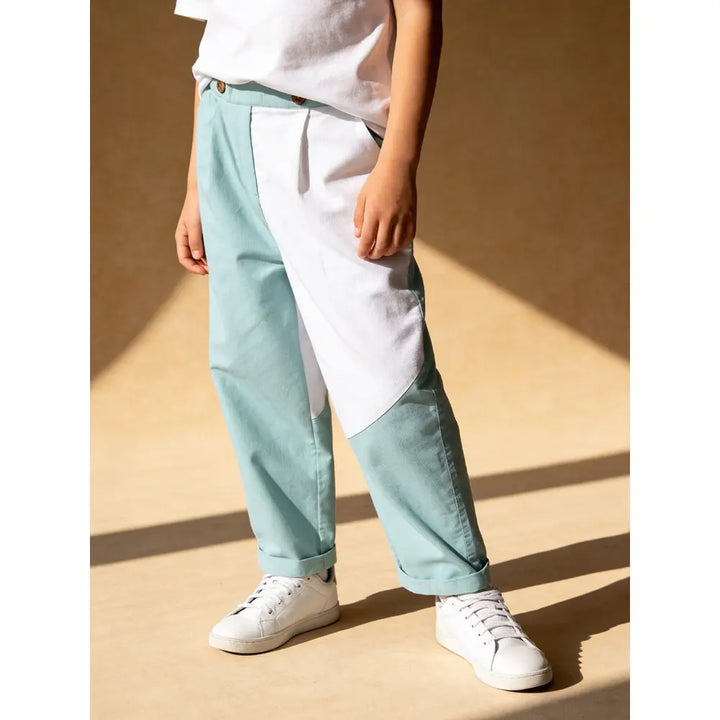 The Baby Trunk Unisex Comfy Patch Pants - Sea Blue and White