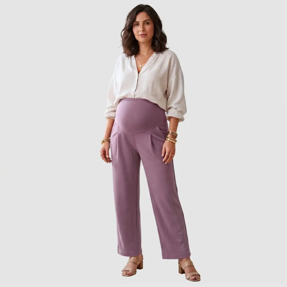 SOL MAMA Over Bump Straight Pants - Ash