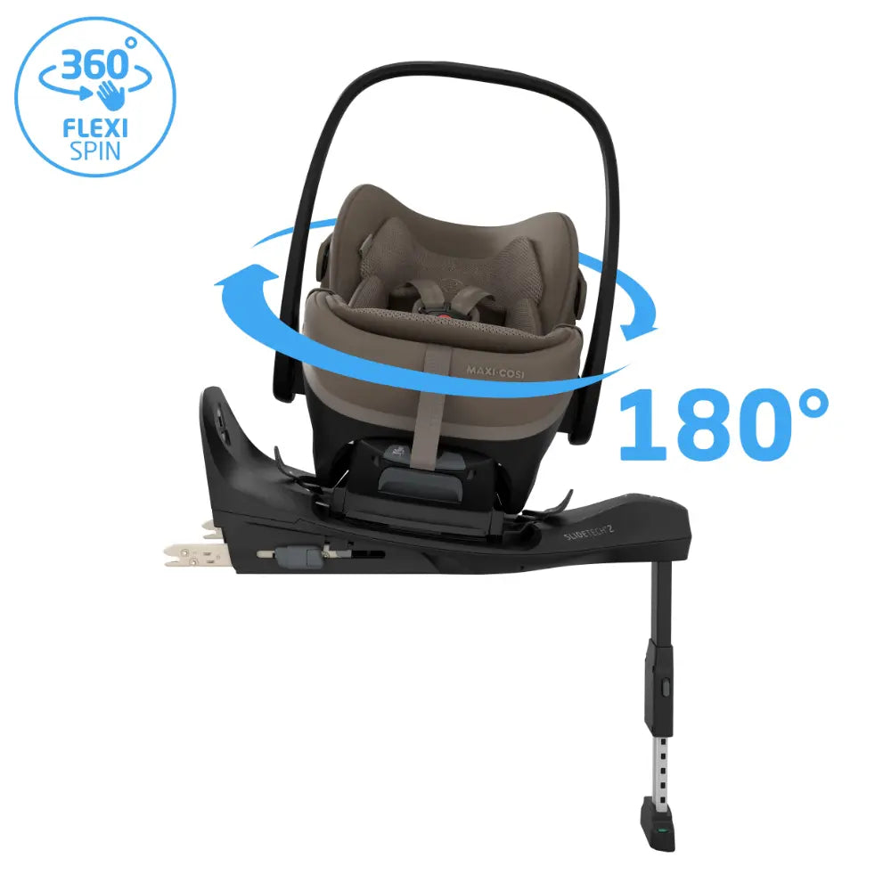 Maxi-Cosi Pebble Slide Pro i-Size, Newborn Car Seat, SLIDETECH®2 Sliding Car Seat Technology, Rear Facing, Full Lie-Flat Recline, Side Impact Protection, Climaflow Ventilation, Lightweight at 3.9Kg, Travel Friendly, 0-24 Months - Oak Truffle