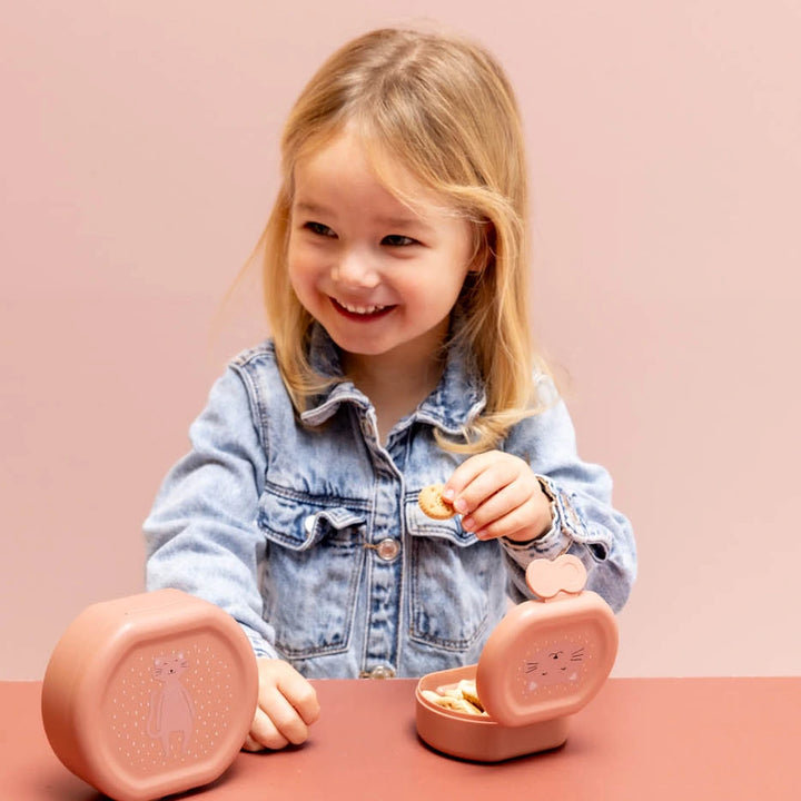 Trixie Kids Snack Box Set | 2-Piece Lunch &amp; Snack Storage Boxes with Easy Clip Closure, Dishwasher-Safe Design for School &amp; Travel | 3 Years Onwards | Mrs. Cat