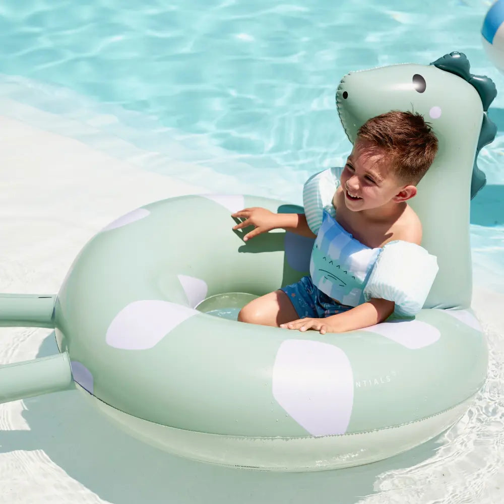 Swim Essentials Swim Ring, Inflatable Kids Pool Float, 95 cm - Green Dino