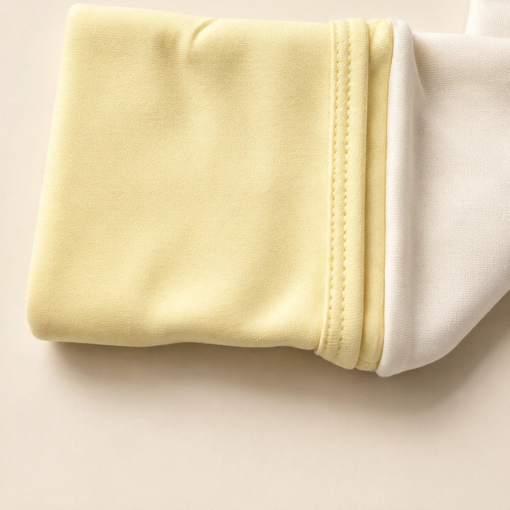 Faura Unisex Banana Cotton Colorblock Sleepsuit - Cream
