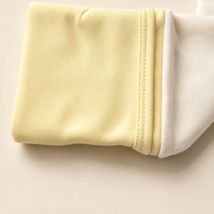 Faura Unisex Banana Cotton Colorblock Sleepsuit - Cream