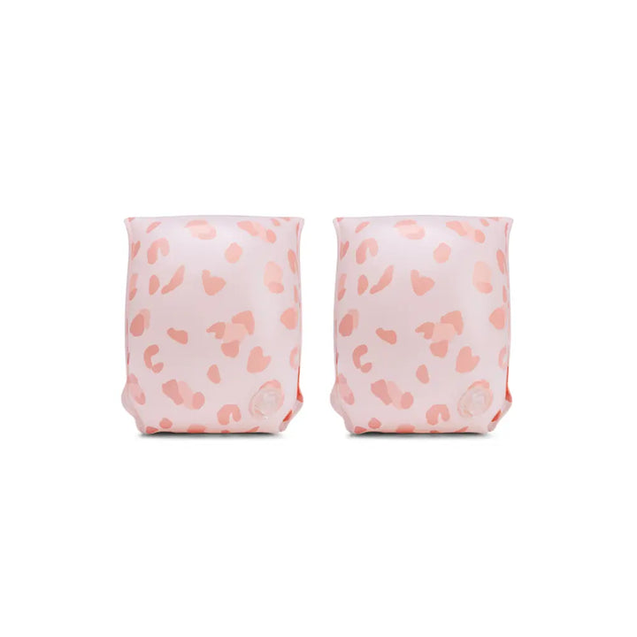 Swim Essentials Swim Arm Bands, Lightweight &amp; Inflatable PVC Water Floats for Kids 0–2 Years, Old Pink - Leopard