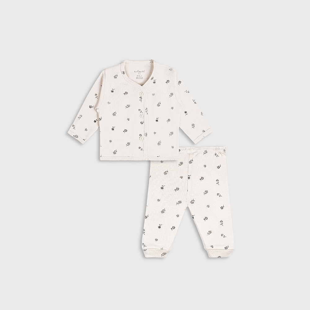 Enfants Creamy Flora Co-ords - Beige
