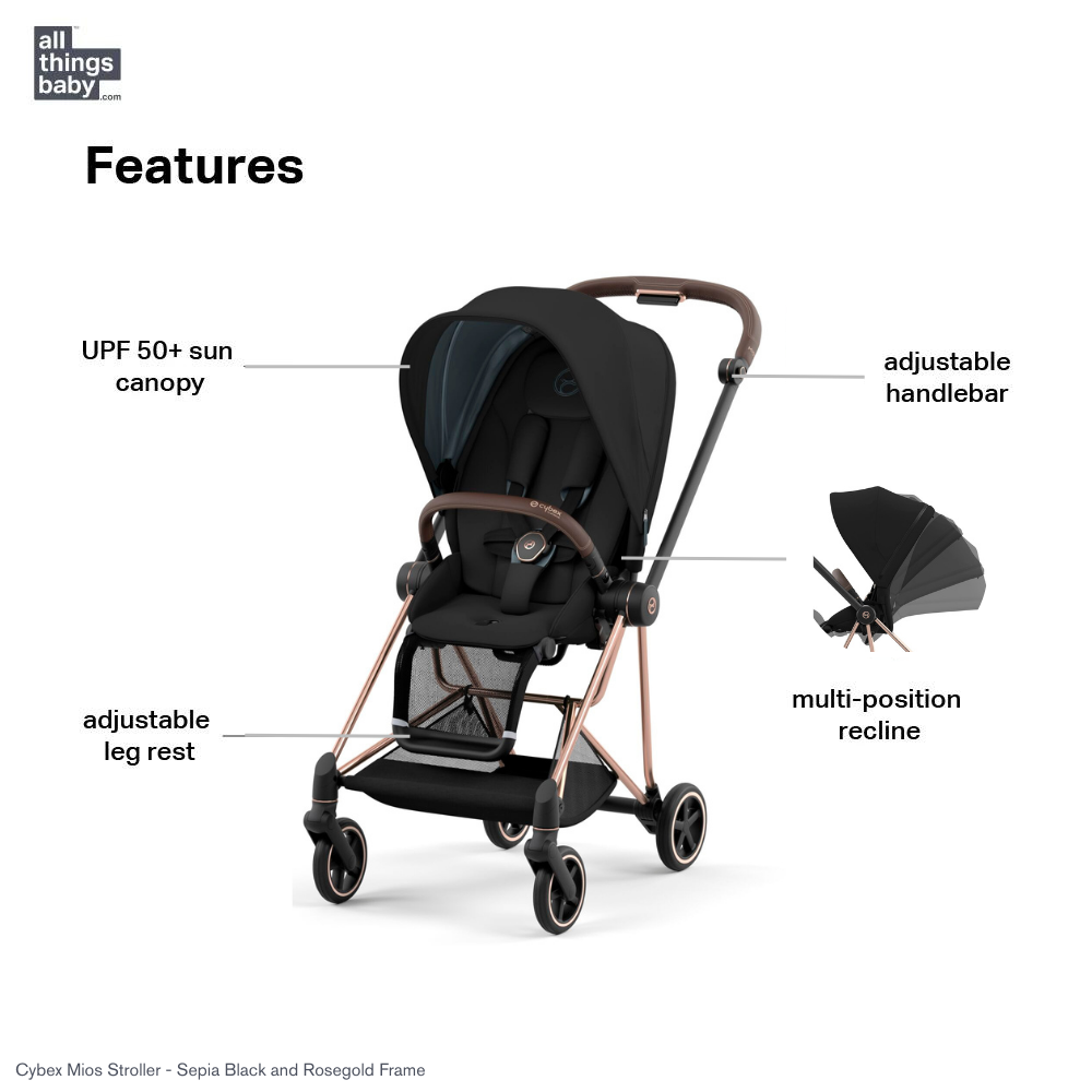 Cybex Mios Newborn-to-Toddler City Stroller (Rose Gold Frame)