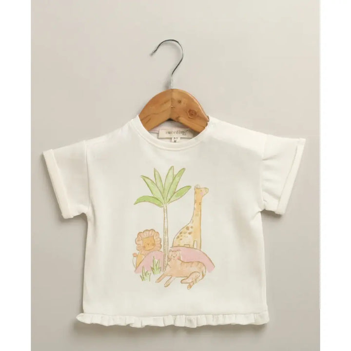 Sweetlime By As The Sunset Safari Cotton Co-ord Set - White &amp; Pink