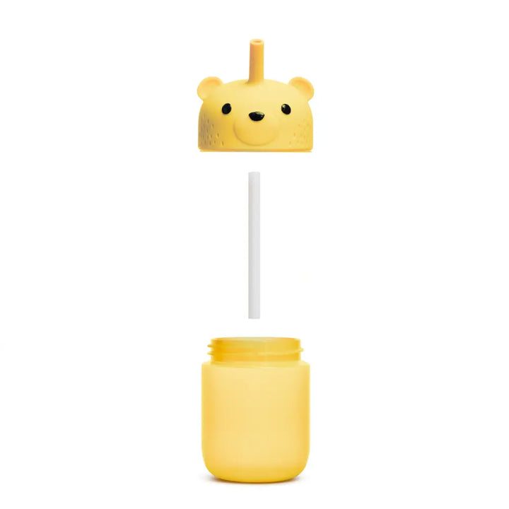Munchkin Gentle™ Transition Honey Bear Silicon Straw Cup - Squeezable Design, 9oz/ 260 ml, 6+ Months  - Yellow