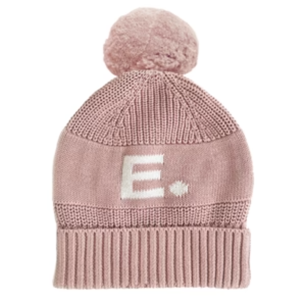 NamelyCo Chunky Knit Letter Beanie - Ballet