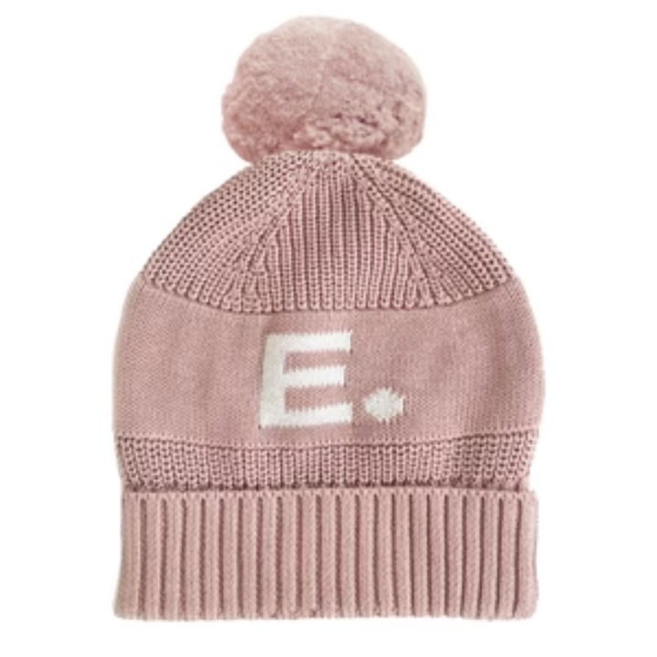 NamelyCo Chunky Knit Letter Beanie - Ballet