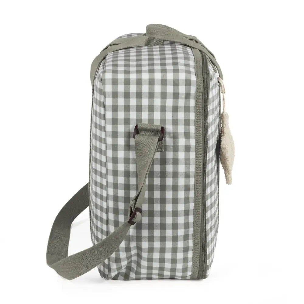 Walking Mum Maternity Hospital Bag with Large Capacity, Water-Resistant Multi-Storage Organizer, Hand Handles &amp; Shoulder Straps, Personalized Charm, Checkered Print - Stone
