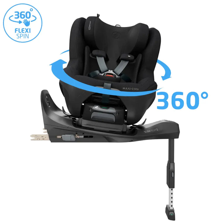 Maxi-Cosi Pearl Slide Pro i-Size All-in-One Car Seat, SLIDETECH®2 Technology, Rear and Forward Facing, 360° Rotation, 5 Recline Positions, Side Impact Protection, 3 Months - 4 Years, ISOFIX Included - Authentic Black