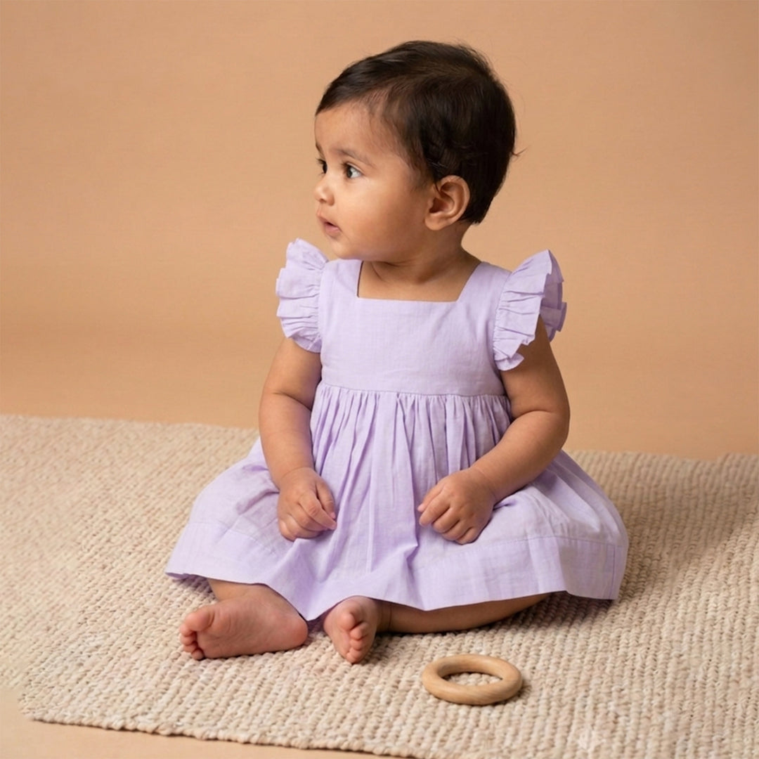 PureCloth.Co Ruffle Baby Dress with Bloomers | Purple