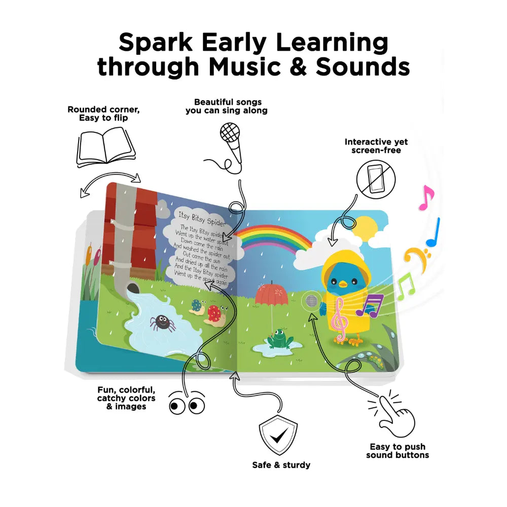 Ditty Bird Musical Book - Fun &amp; Interactive Nursery Rhyme Book for Toddlers, Baby Sound &amp; Music Book, 12M+, USB-C Rechargable - Nursery Rhymes