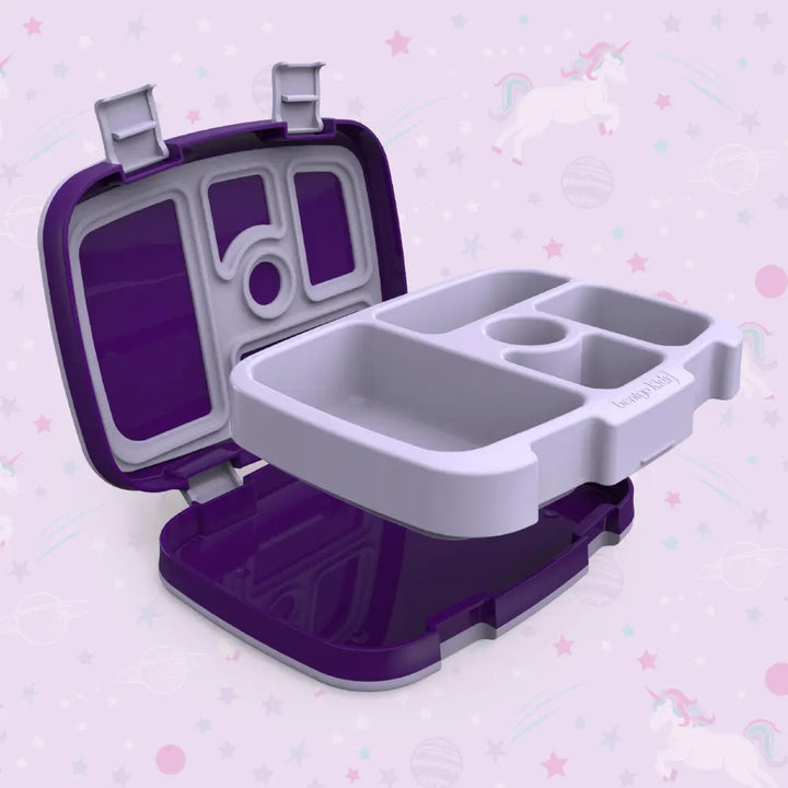 Bentgo Kids Prints with 5 Compartments, Leak-Proof Bento Lunch Box, BPA &amp; PFAS-Free, Microwave &amp; Dishwasher Safe Tray,  3–7 Years - Unicorn