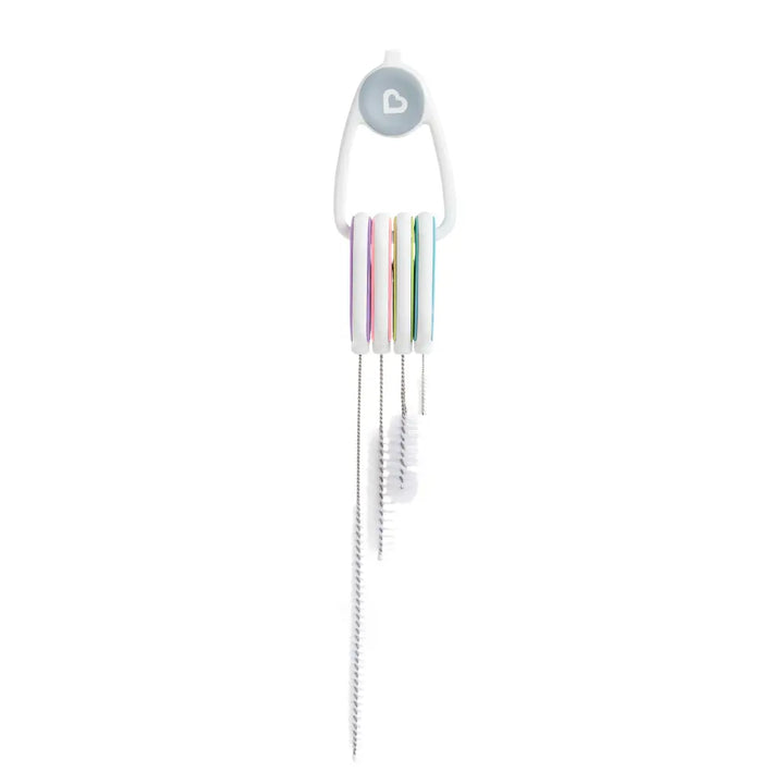 Munchkin Details™ Bottle and Cup Cleaning Brush 4 Piece Set with Key Ring - All in One Cleaning Solution for Sippy Cups &amp; Bottles
