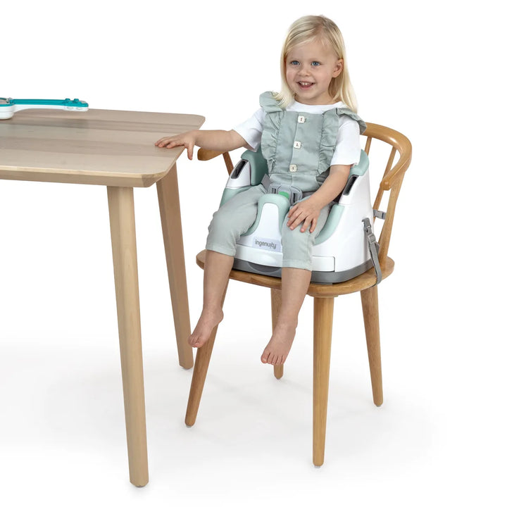 Ingenuity Baby Base 2-in-1 Convertible Booster Seat with Removable Tray, Feeding &amp; Floor Seat, Designed for Mealtime &amp;  Playtime, 6 - 36 months - Mist