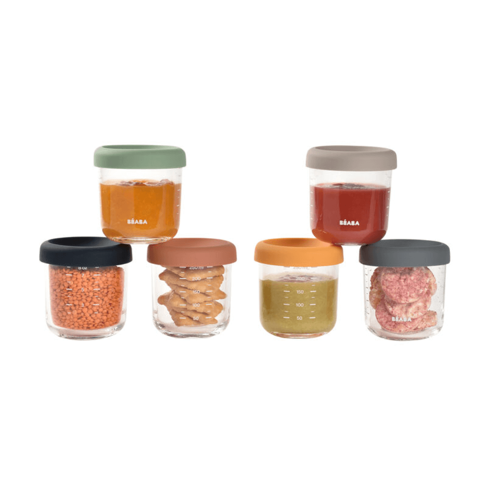 Beaba Set of 6 Glass Food Storage Containers  250 ml - Sunrise