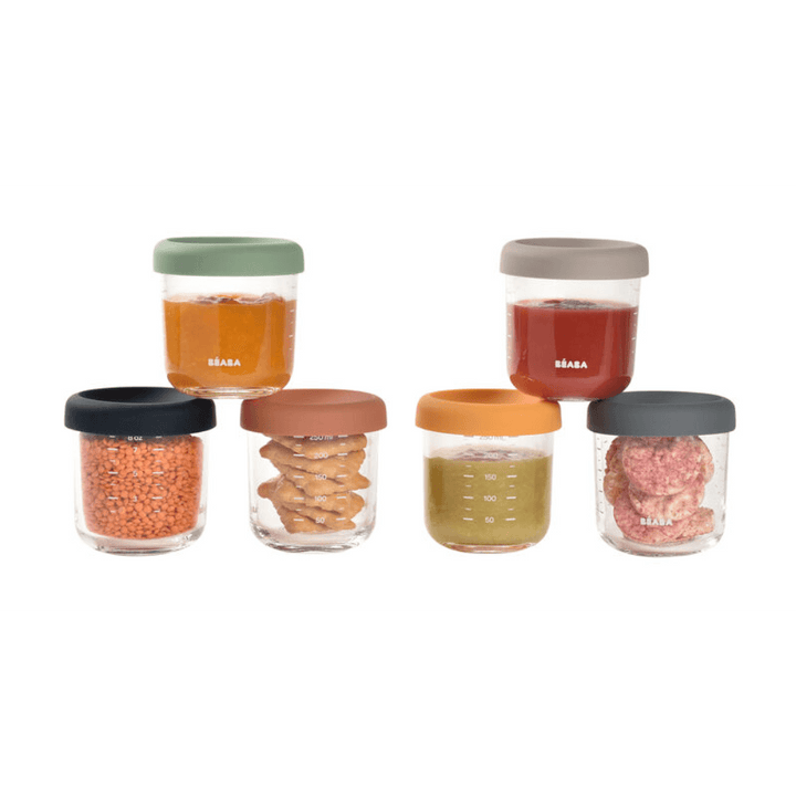 Beaba Set of 6 Glass Food Storage Containers  250 ml - Sunrise
