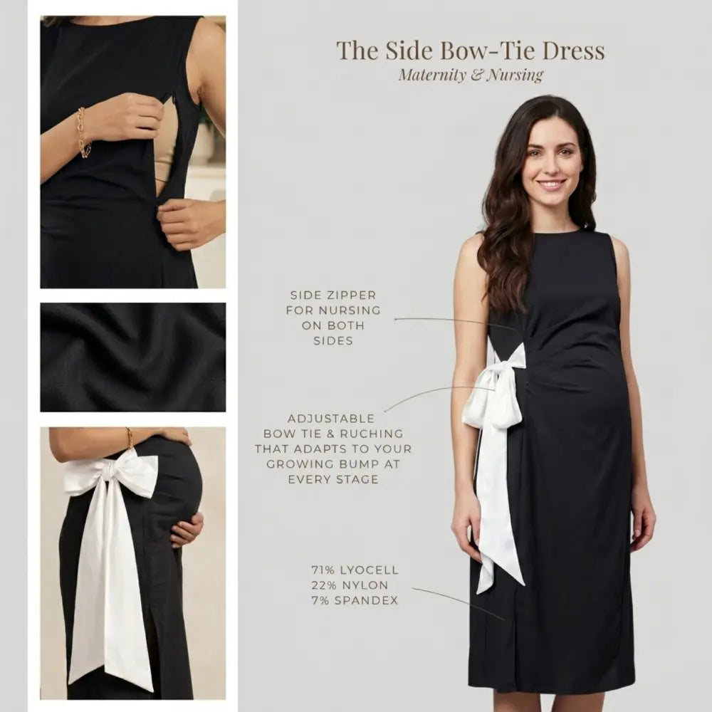 SOL MAMA Side Bow Tie Dress - Dark Grey