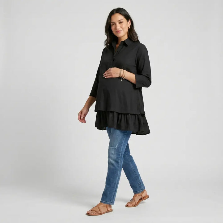 SOL MAMA Layered Bloom Top - Black