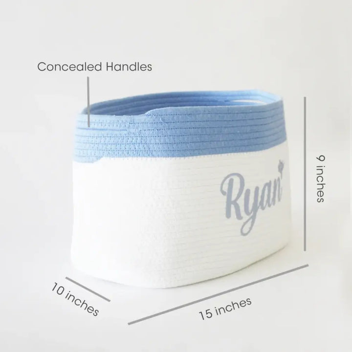 The Tiny Trove Personalized Storage Basket - Set of 3 - Blue