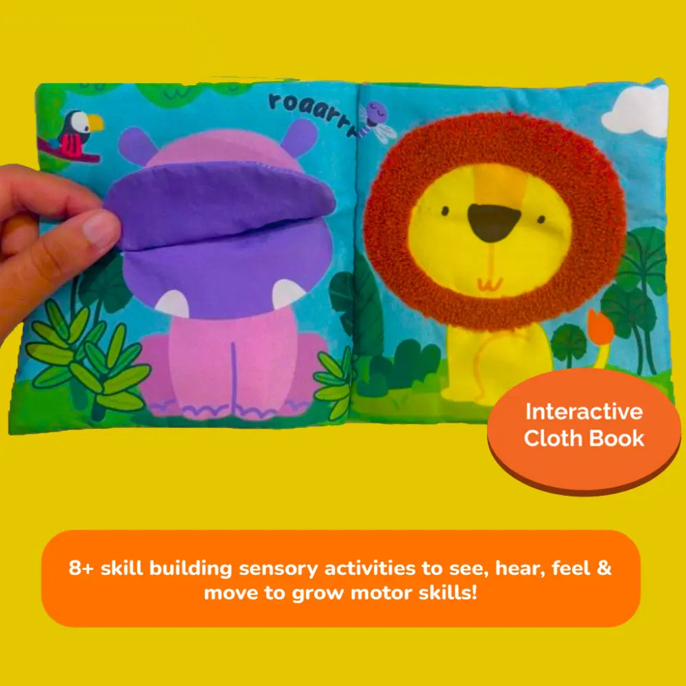 Shumee Touch &amp; Feel Sensory Cloth Book – Interactive Jungle Animal Activity Book with Crinkle Pages &amp; Textures for Babies (0-2 Years) colour