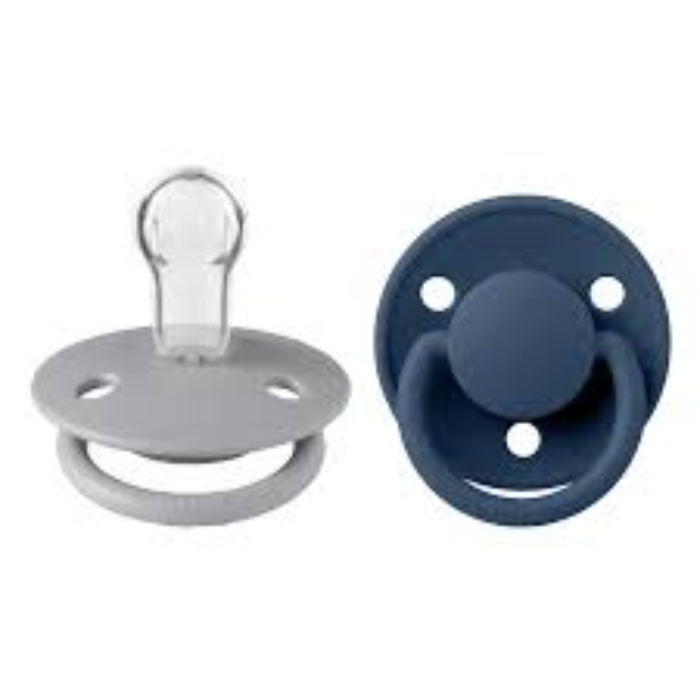 BIBS Silicone Round Nipple Pacifier Onesize - Pack of 2 (De Lux)