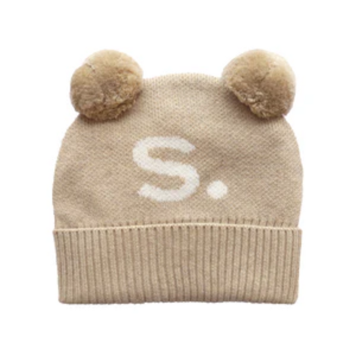 NamelyCo Double Pom Pom Beanie - Light Camel