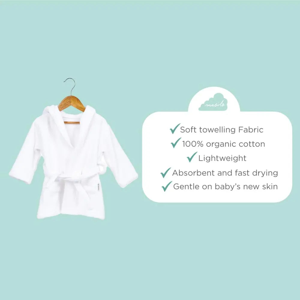 Masilo Hooded Baby Bathrobe – Organic Cotton Hooded Towel Robe, Soft Absorbent Lightweight Bathrobe for Newborns and Infants - Pink
