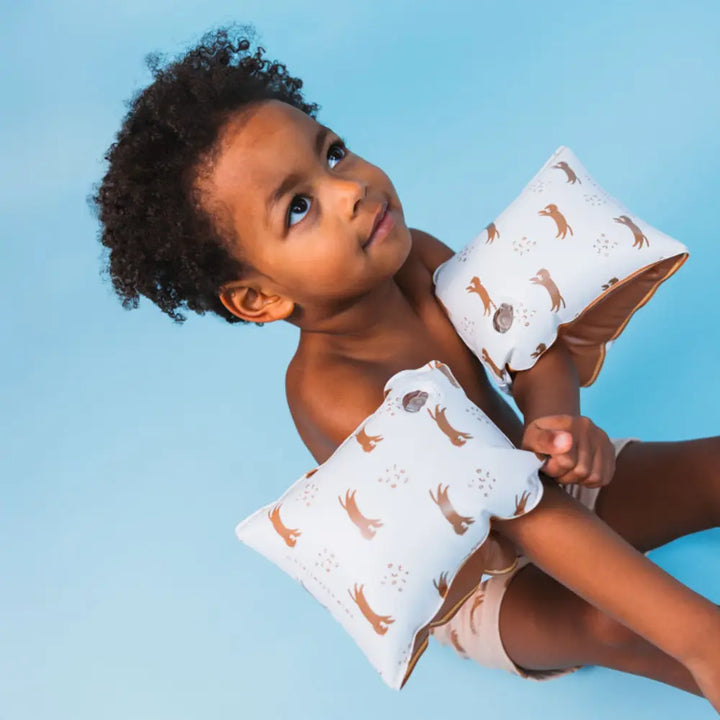 Swim Essentials Swim Arm Bands, Lightweight &amp; Inflatable PVC Water Floats for Kids 0–2 Years, Beige - Roamer