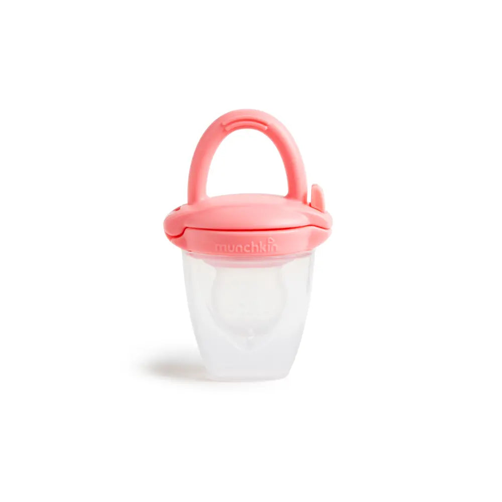 Munchkin Silicone Baby Food Feeder – Self-Feeding Pouch for Purees &amp; Mashed Foods, BPA-Free, 4+ Months - Pink