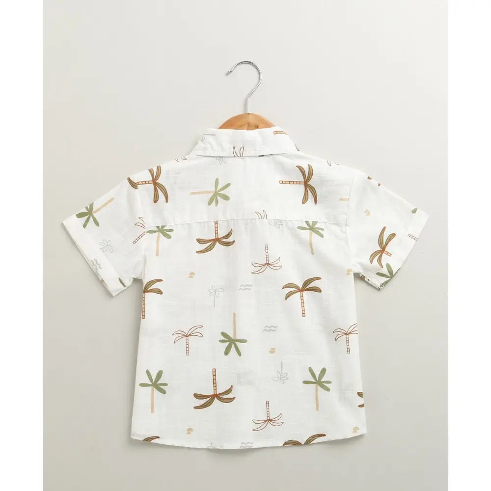 Sweetlime By AS Tropical Breeze Cotton Co-ord Set - White(Double Cloth)