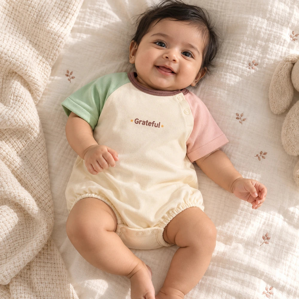 Faura Unisex Banana Cotton Feeling Grateful Romper - Cream