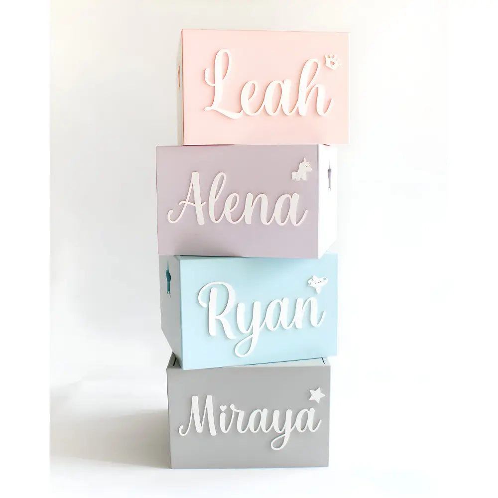 The Tiny Trove Personalized Star Box Cursive - Blue