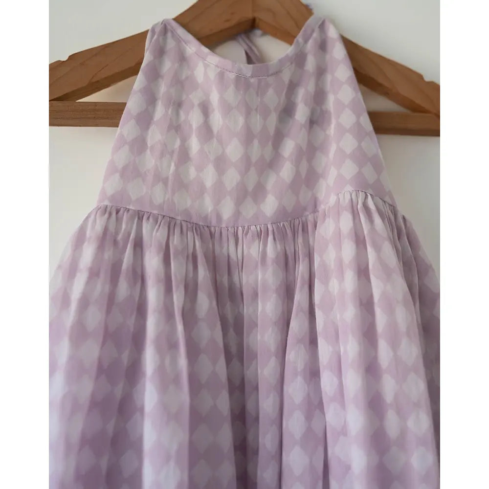 Love The World Today Bloom Dress In Lilac Rhombus For Girls