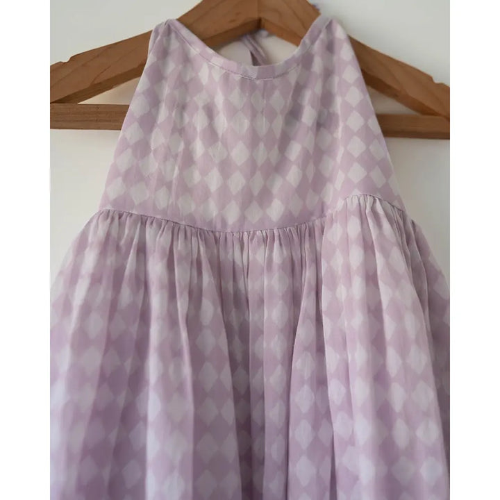 Love The World Today Bloom Dress In Lilac Rhombus For Girls