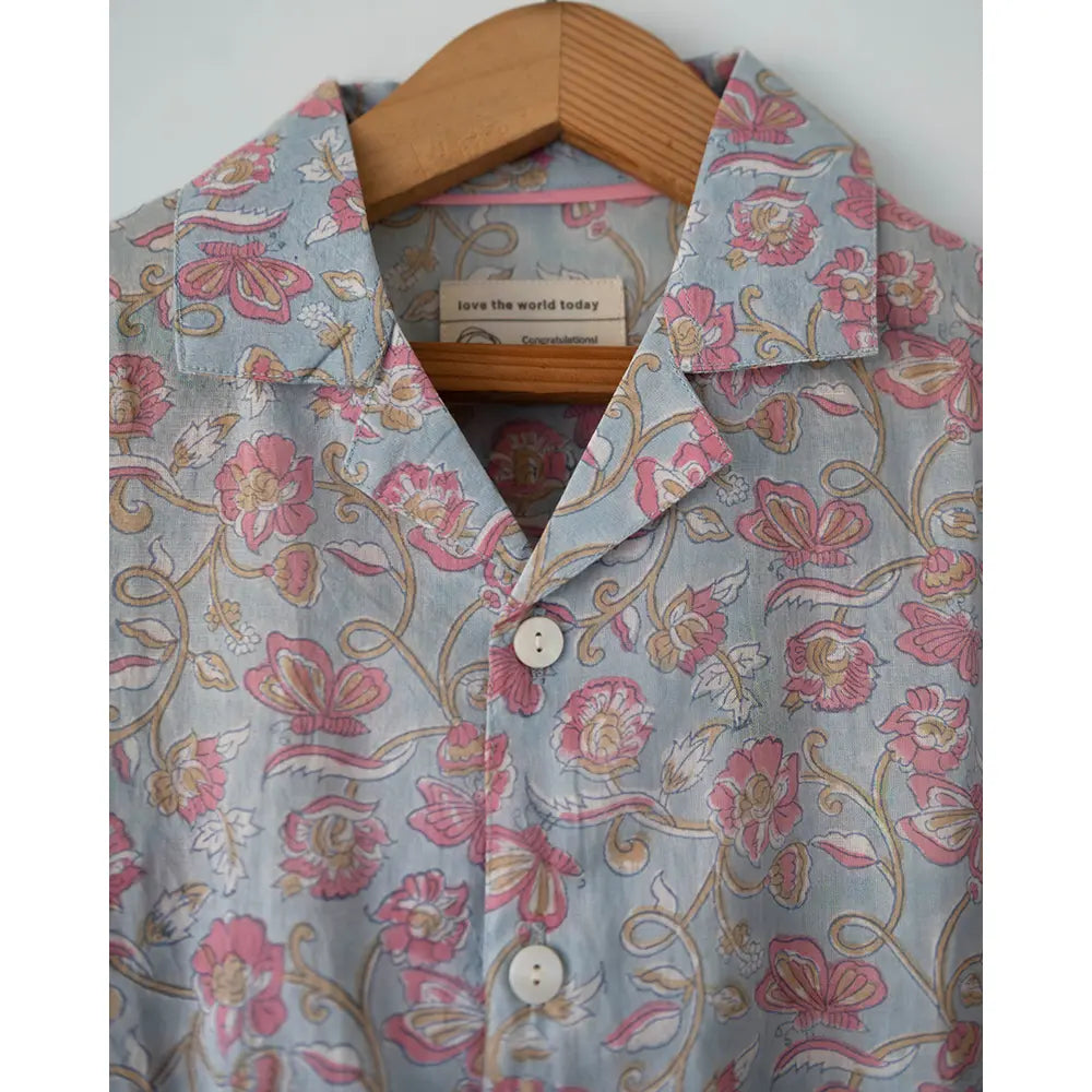 Love The World Today Cloud Drift Shirt For Boys In Sky Blue Butterfly
