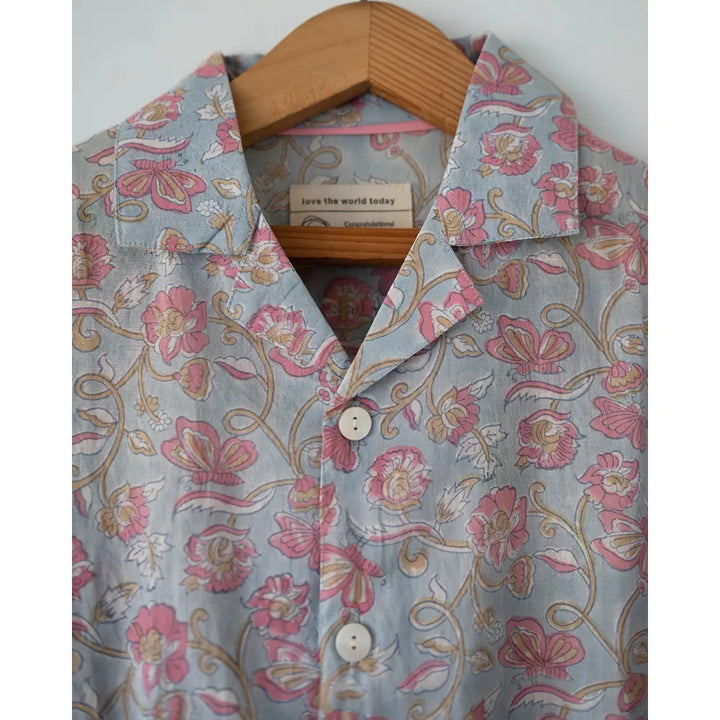 Love The World Today Cloud Drift Shirt For Boys In Sky Blue Butterfly